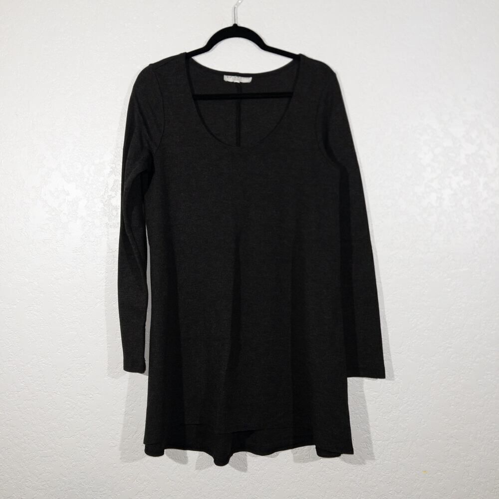 New Bryn Walker Charcoal Gray Ponte Knit Scoop Neck Tunic Dress Medium